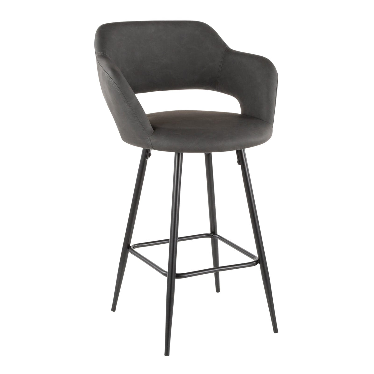 Grey Faux Leather Counter Stools - 2 Piece Set