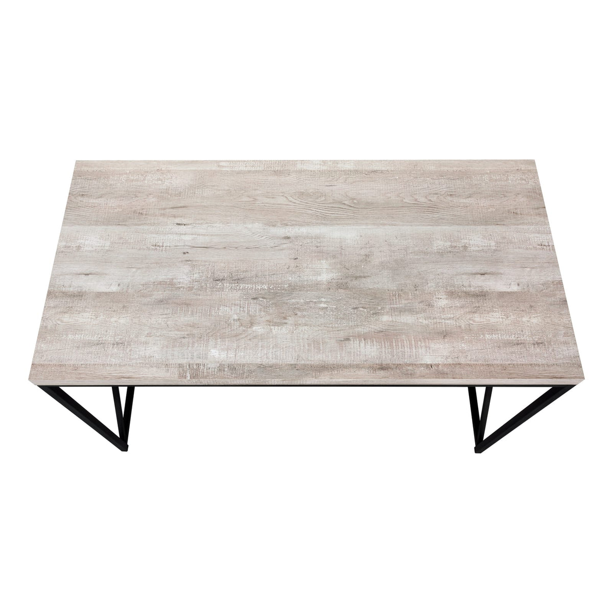 Computer Desk, Beige Laminate Home Office Desk - Black Metal Frame