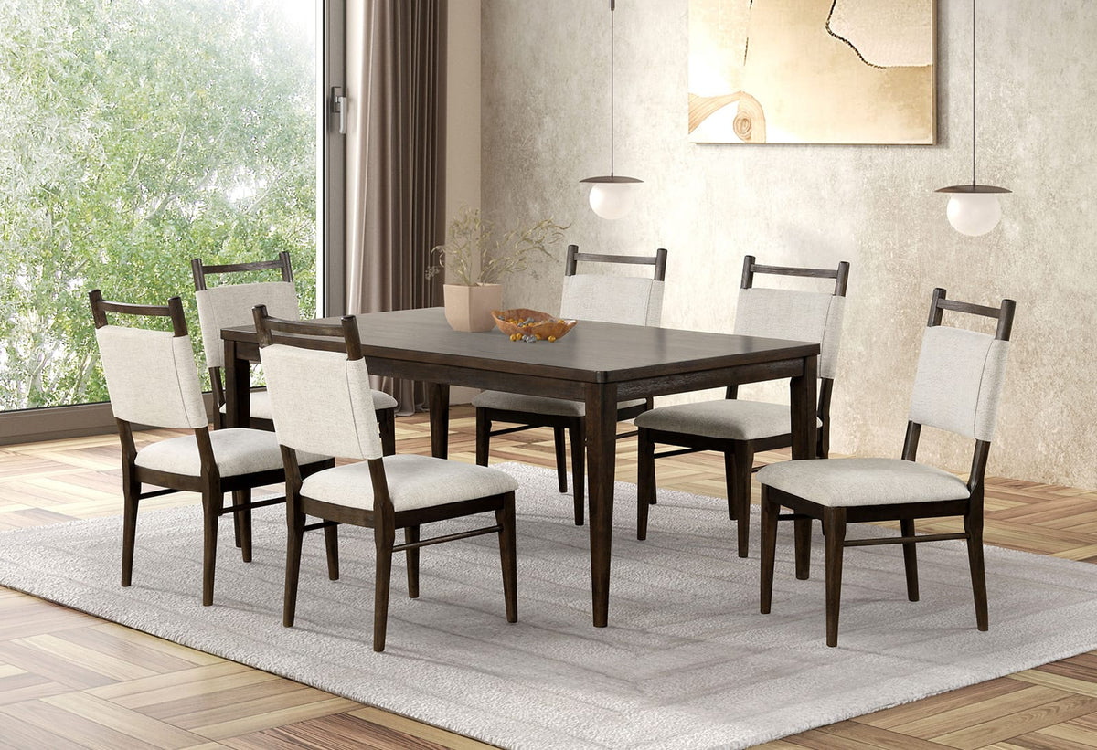 Modern Dark Walnut Dining Table - Seats 6