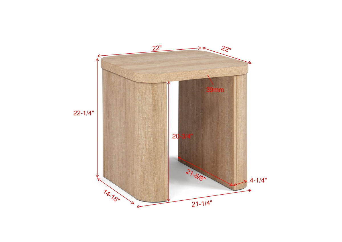 3pc Natural Wood Coffee Table Set - Modern Curved Design