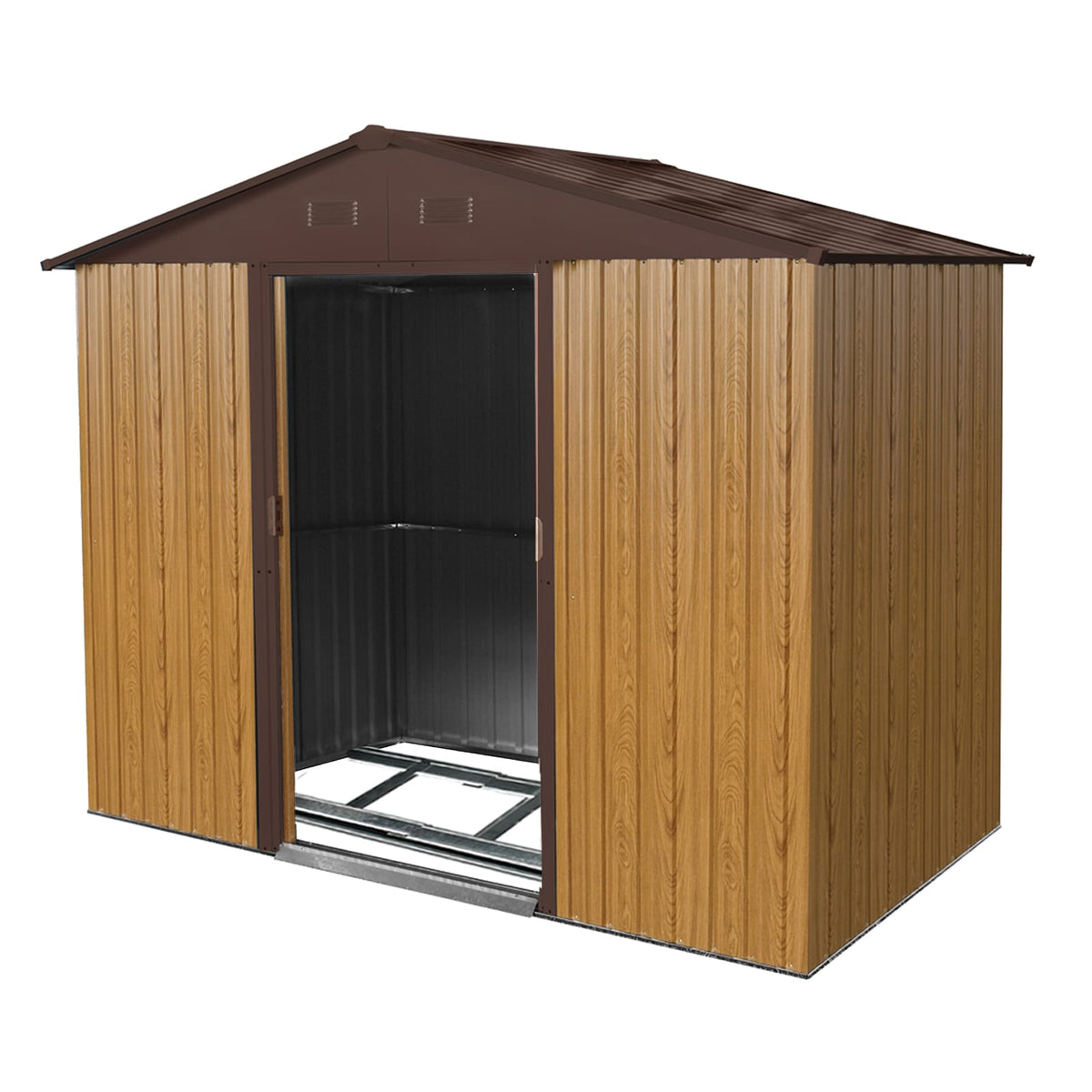 Coffee Metal Storage Shed for Garden & Patio Outdoor Use