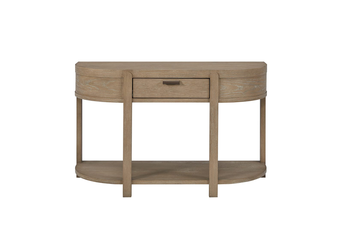 Taupe Natural Wood Console Table - 1 Drawer for Living Room