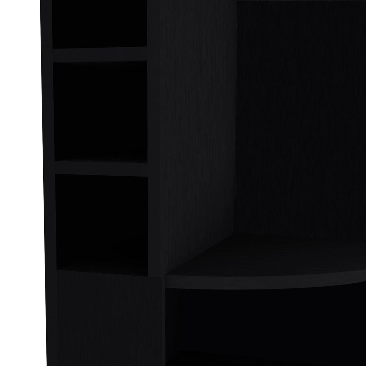 FM FURNITURE Clifton Corner Bar Cabinet - Black, 5 Shelves & Wine Rack