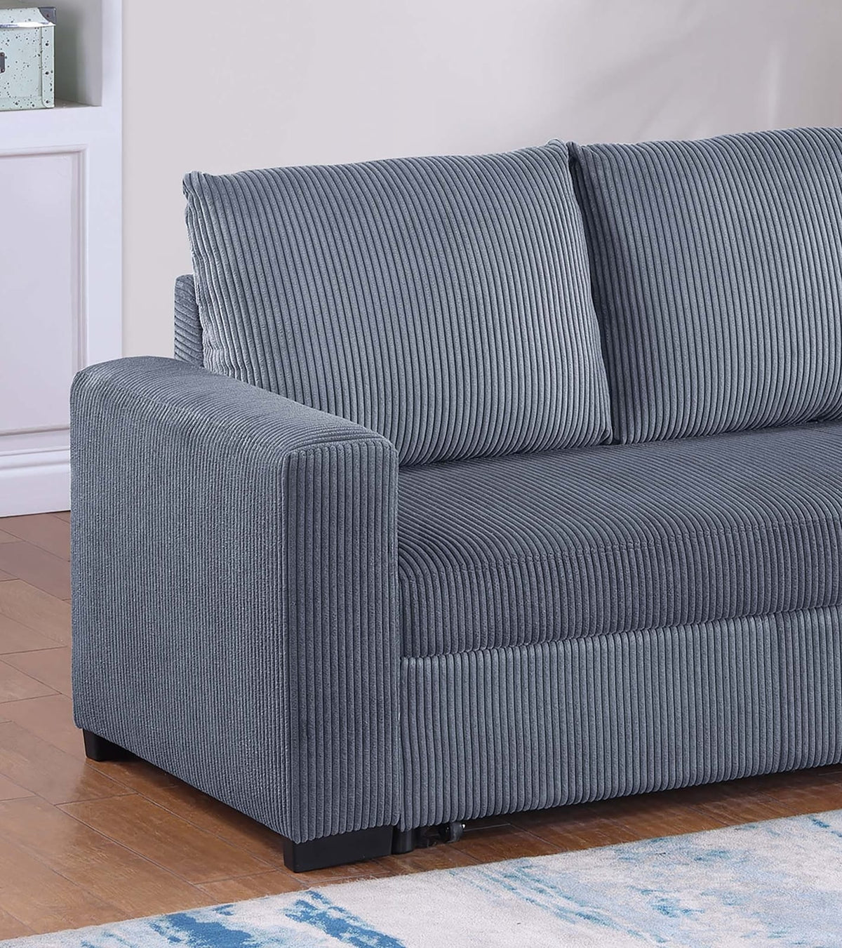 Dark Gray Corduroy Sleeper Sofa with Pull Out Bed for Living Room