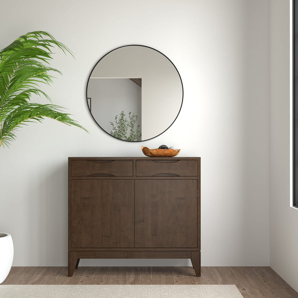 Walnut Brown Entryway Storage Cabinet - 40" Wide
