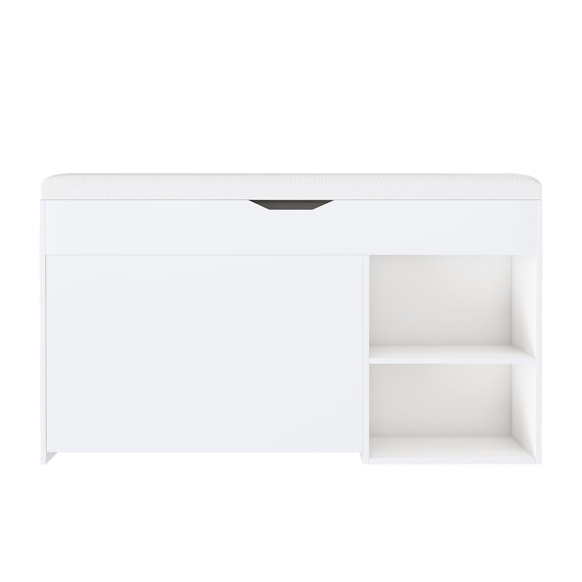 White Entryway Bench with Shoe Storage - MDF Material