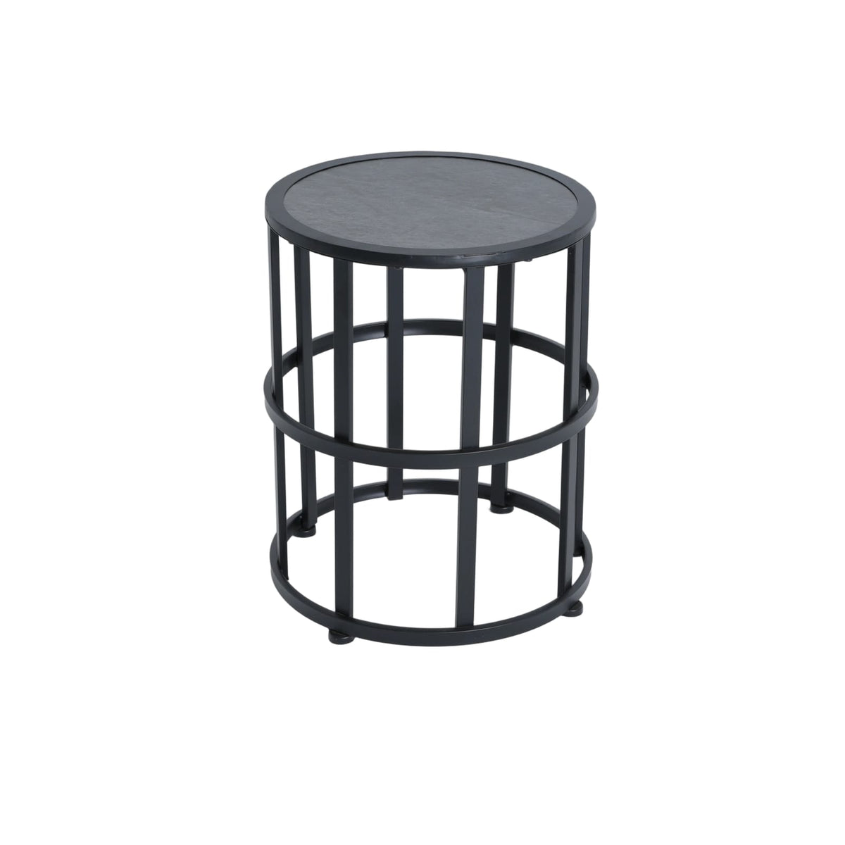 Black Ceramic Tile Side Table - Outdoor Patio Accent