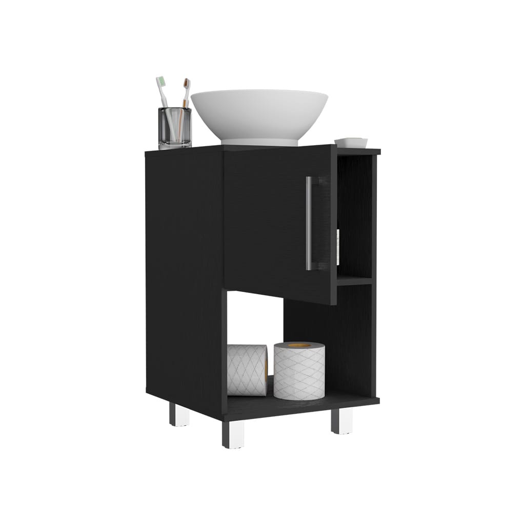 Black Bathroom Vanity with One Shelf & Cabinet
