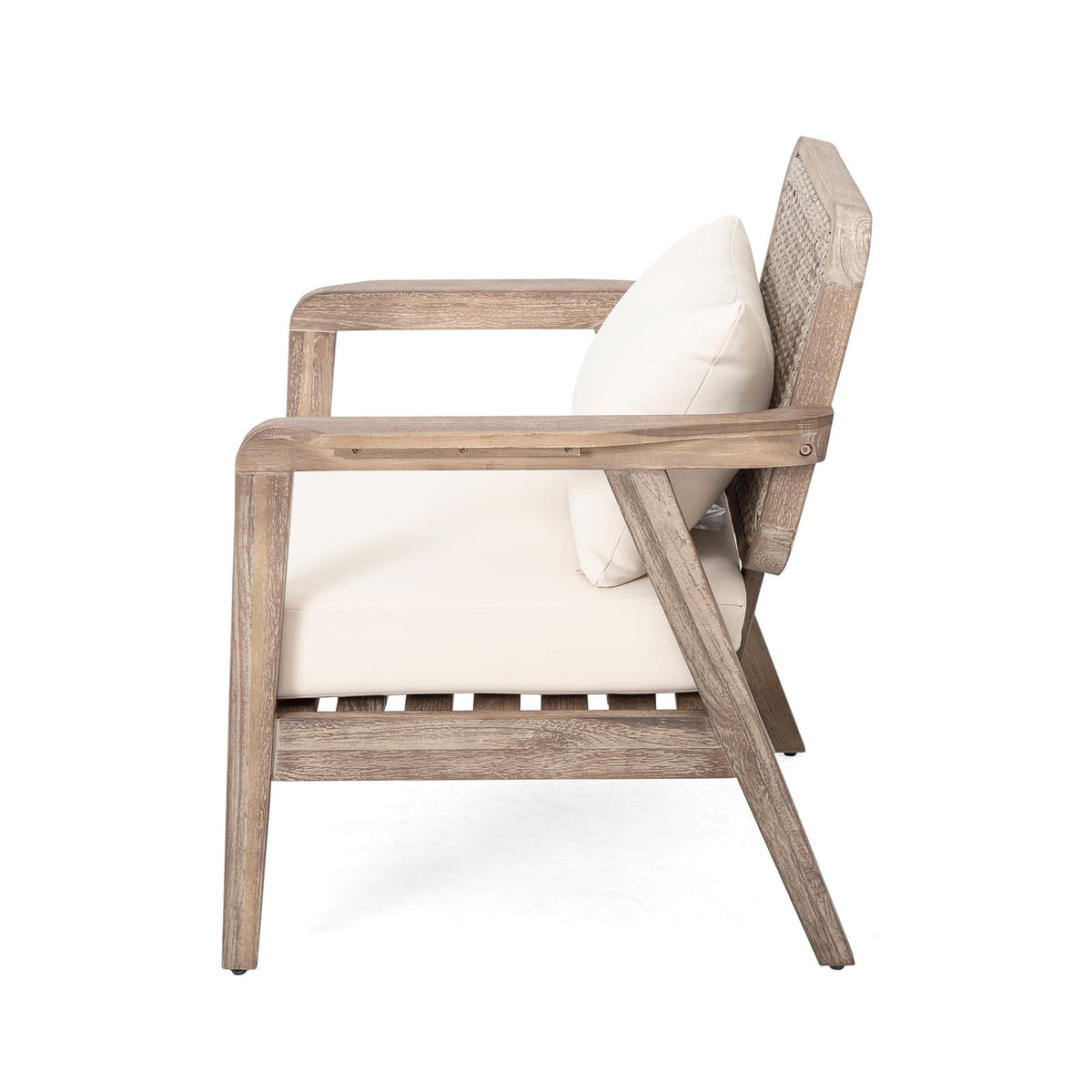 Light Brown Acacia Wood Patio Club Chair - Waterproof Cushions, Outdoor Seating