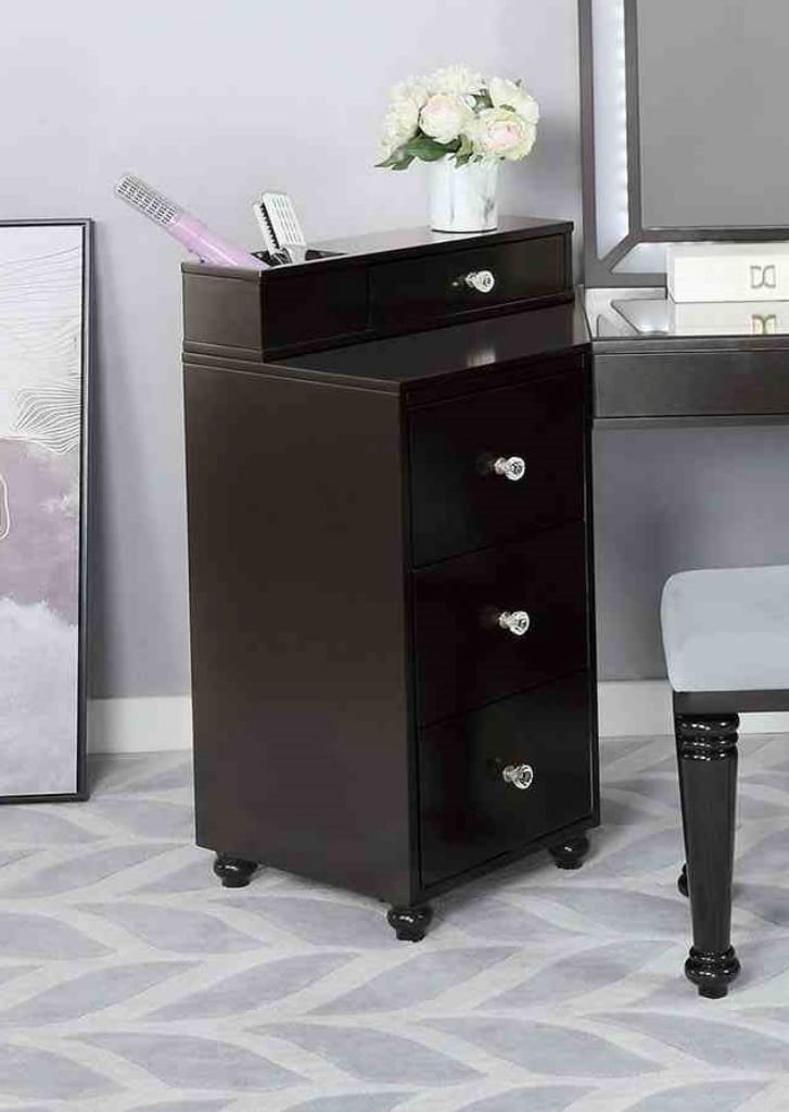 Grey Mix Mirror & Wood Makeup Vanity with 5 Drawers for Bedroom