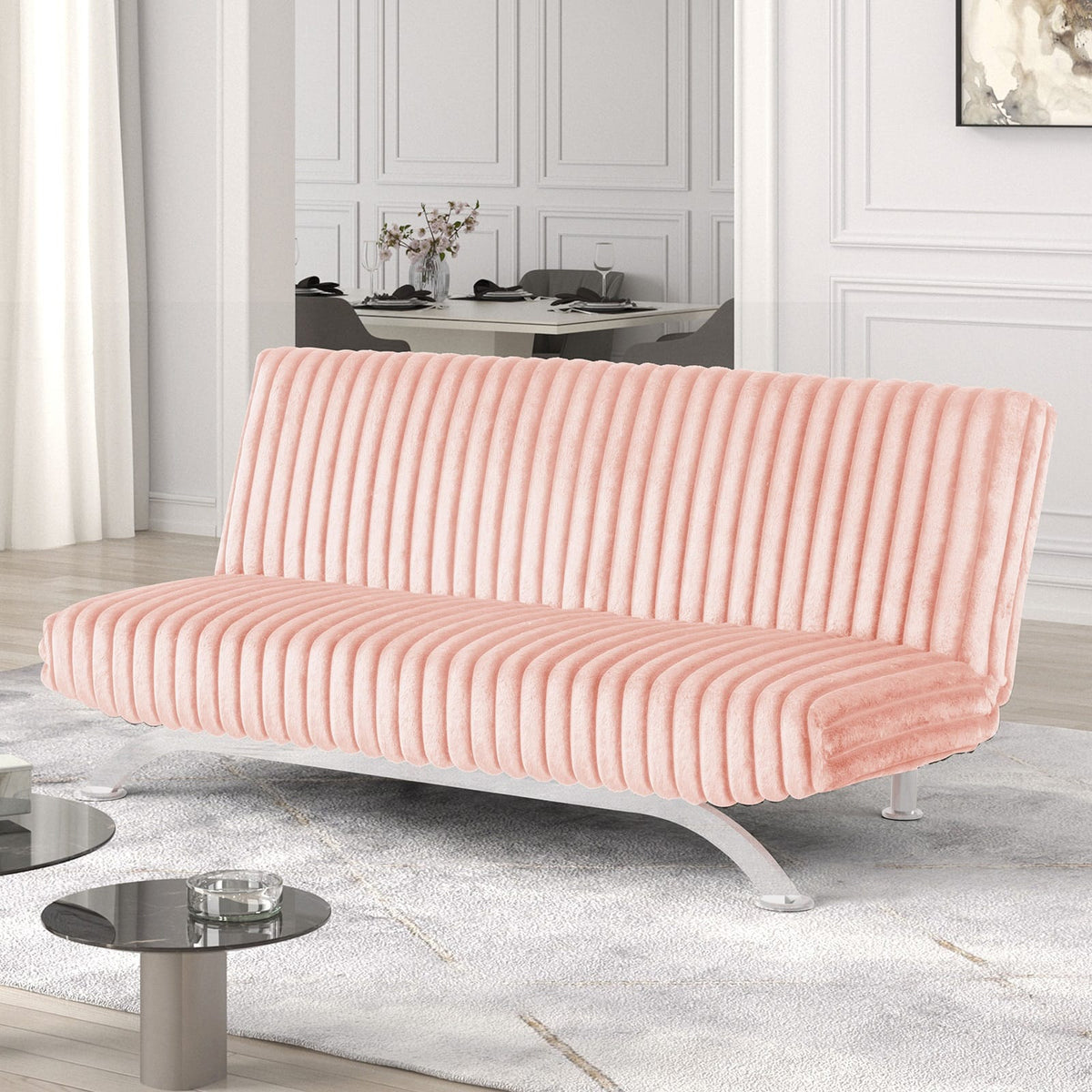 Pink Futon Sofa Bed - Contemporary Style for Living Room