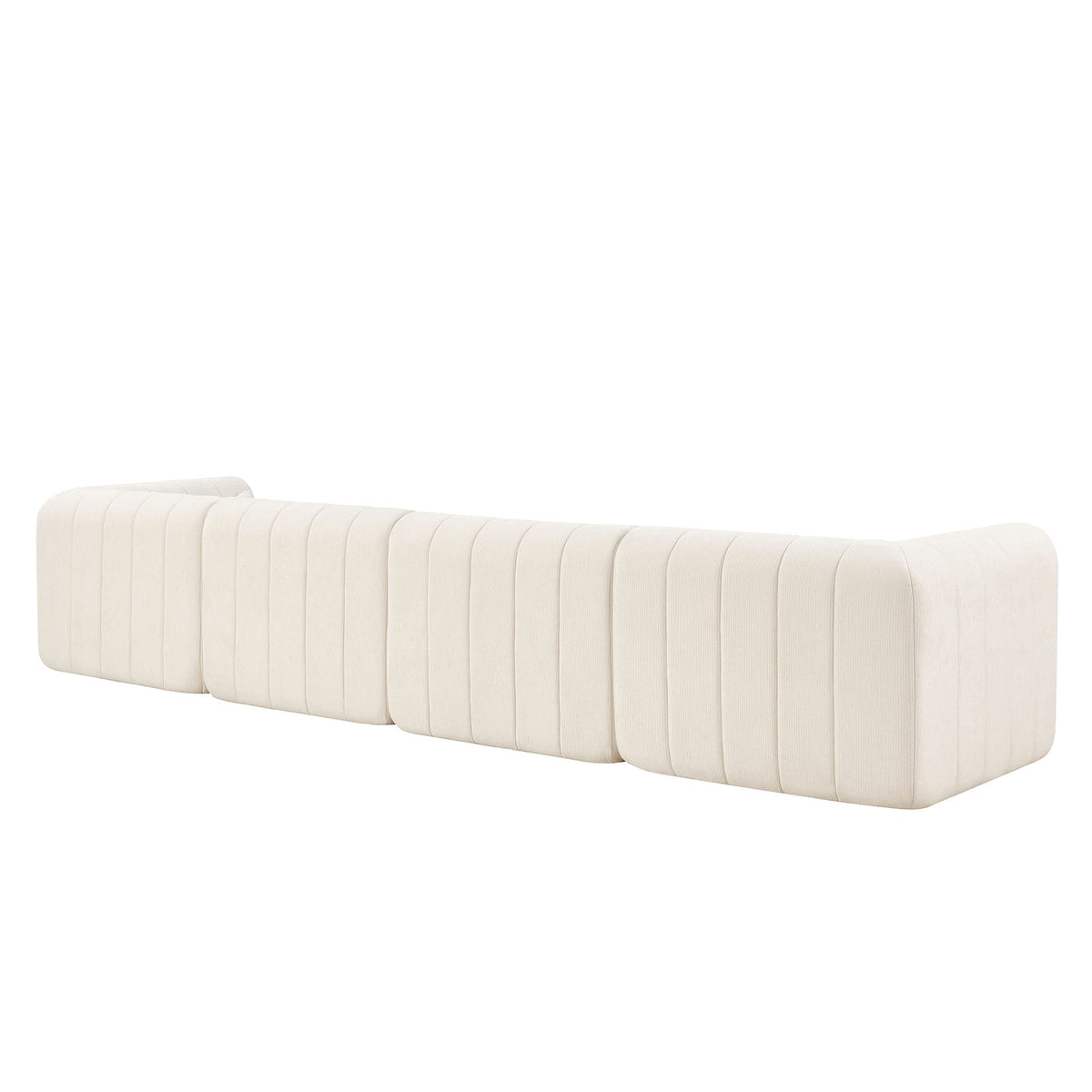 145 Inch Modular Beige Sectional Sofa with High-Density Foam for Living Room