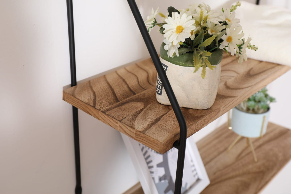 Gardenia Floating Shelf - Natural Wood, 2-Tier Display Storage