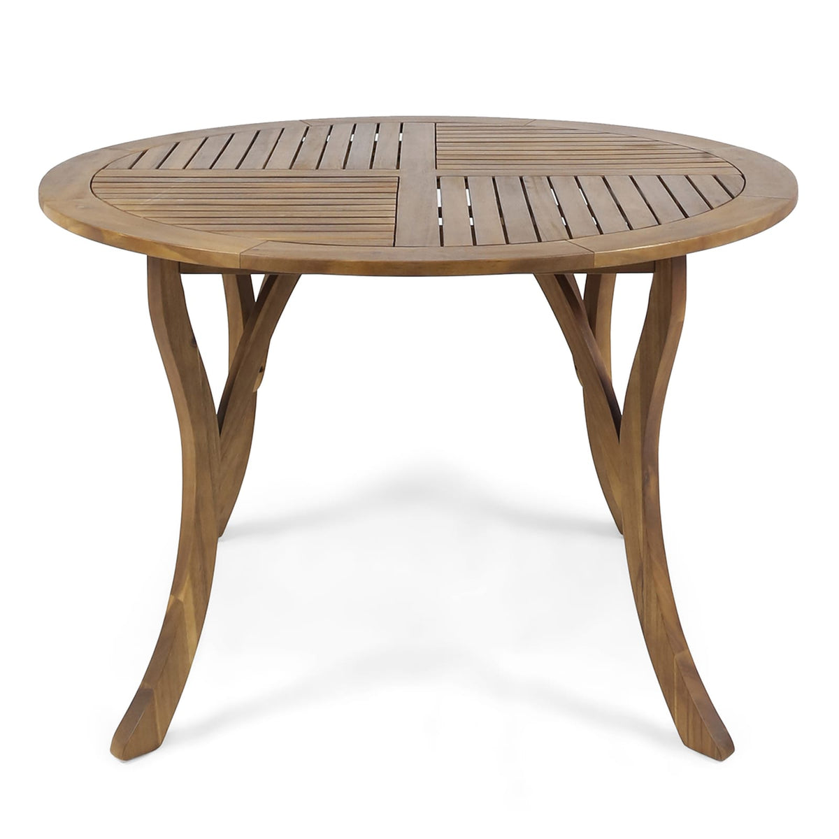 47.25 Round Acacia Wood Table Teak Finish Outdoor Patio Dining Table