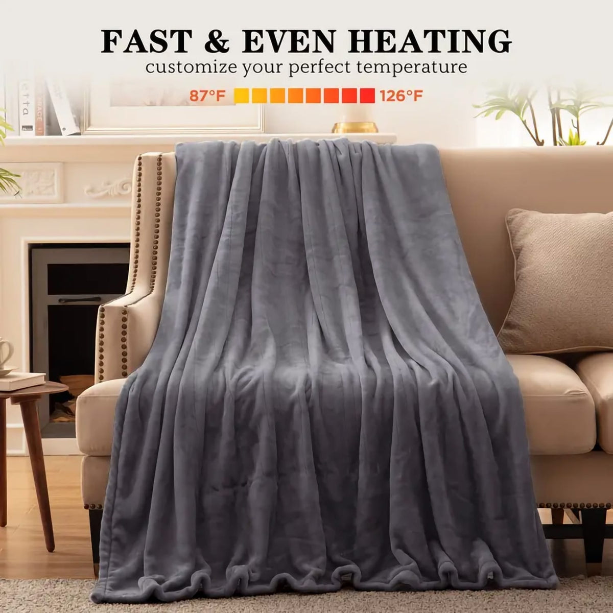 Ultra-Soft Flannelette Electric Blanket - Grayish