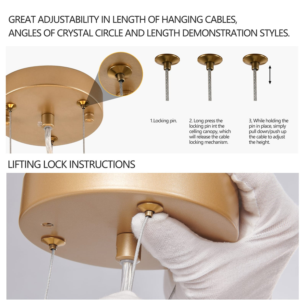 24-inch Modern Golden Pendant Light - Cascading Crystal Strands, Living Room Lighting