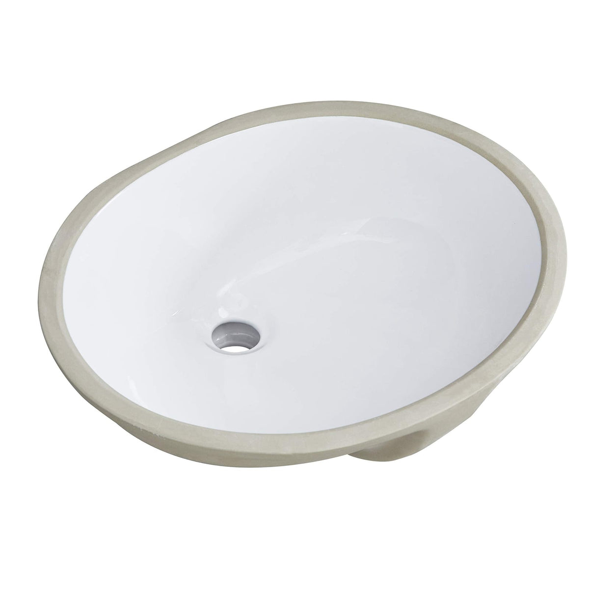 White Ceramic Oval Bathroom Sink - Undermount Style