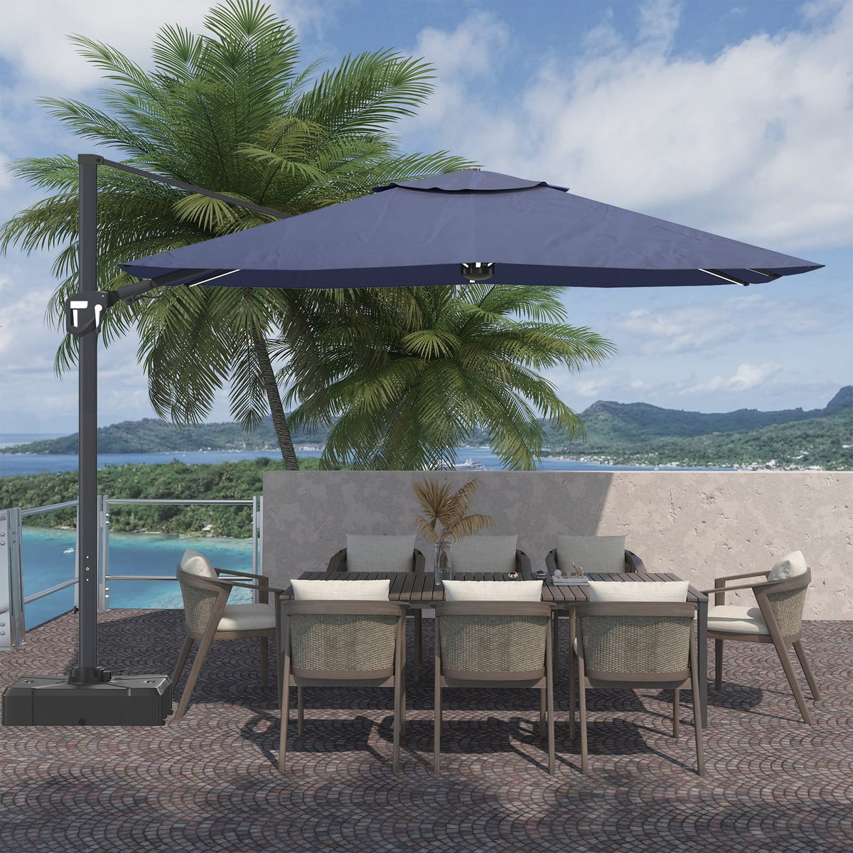 11 Foot Blue Patio Umbrella - Shade Canopy