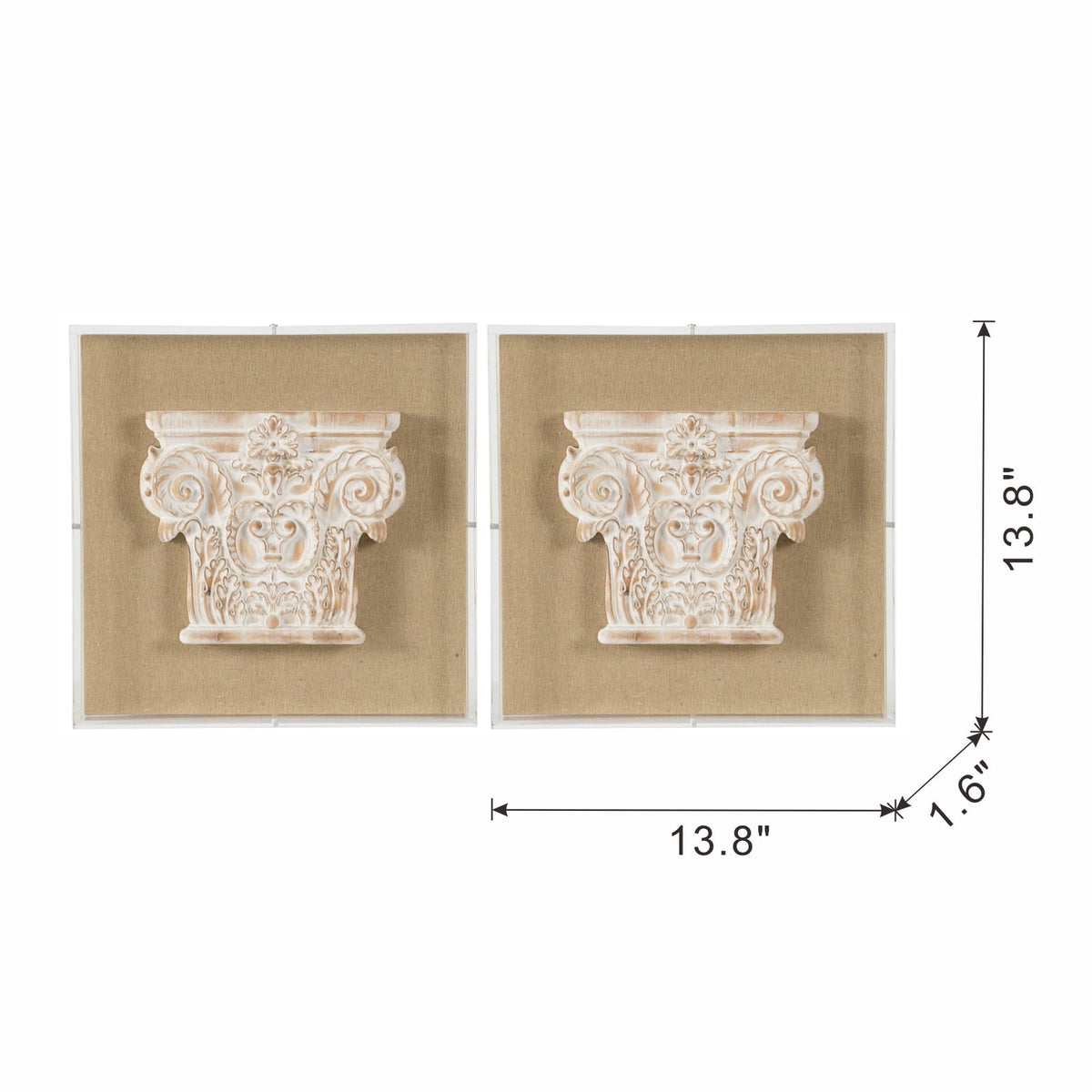 Beige Wood Wall Art Set - 3 Corinthian Pedestal Pieces