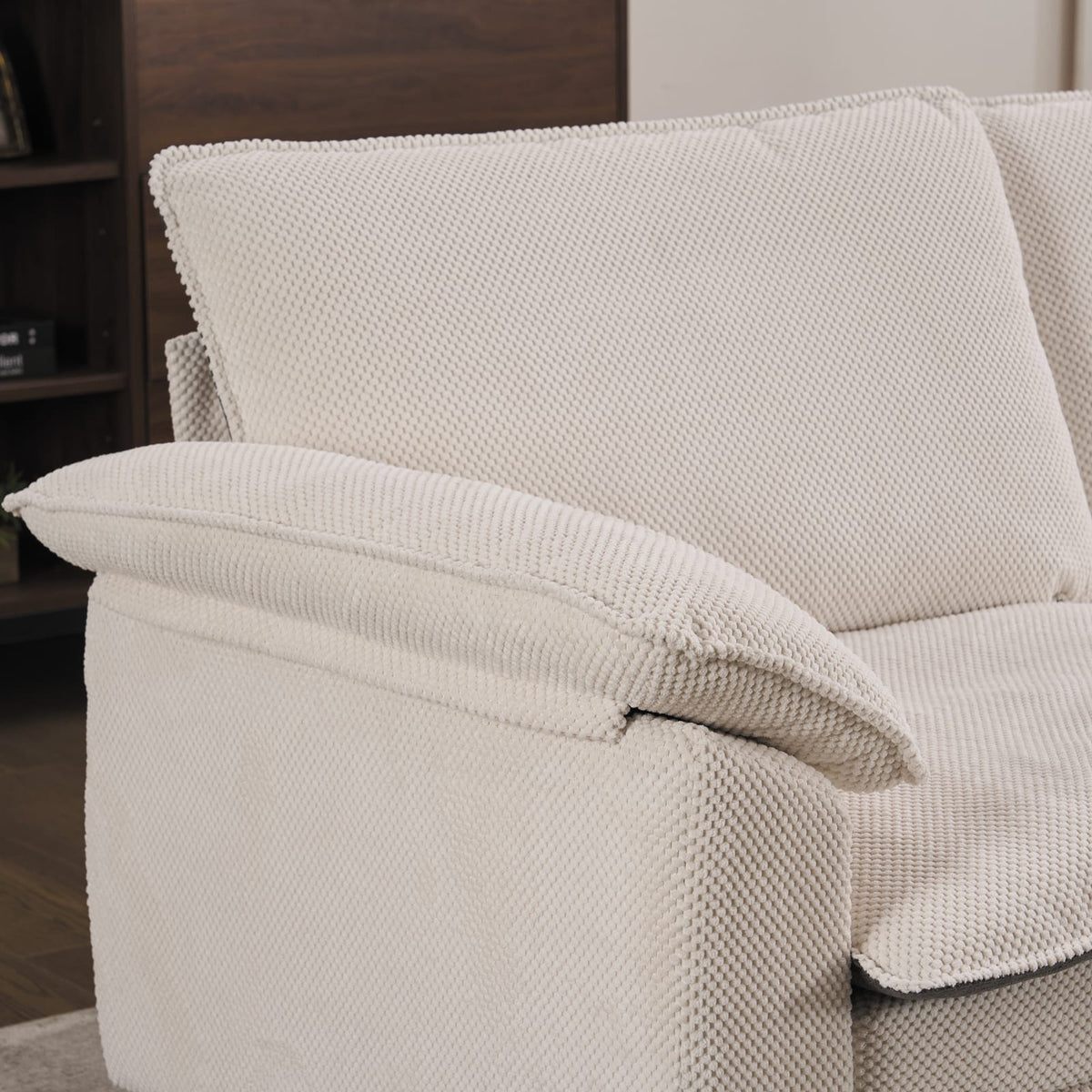 White Chenille Sectional Sofa - Modern Comfort, Durable Design for Living Room