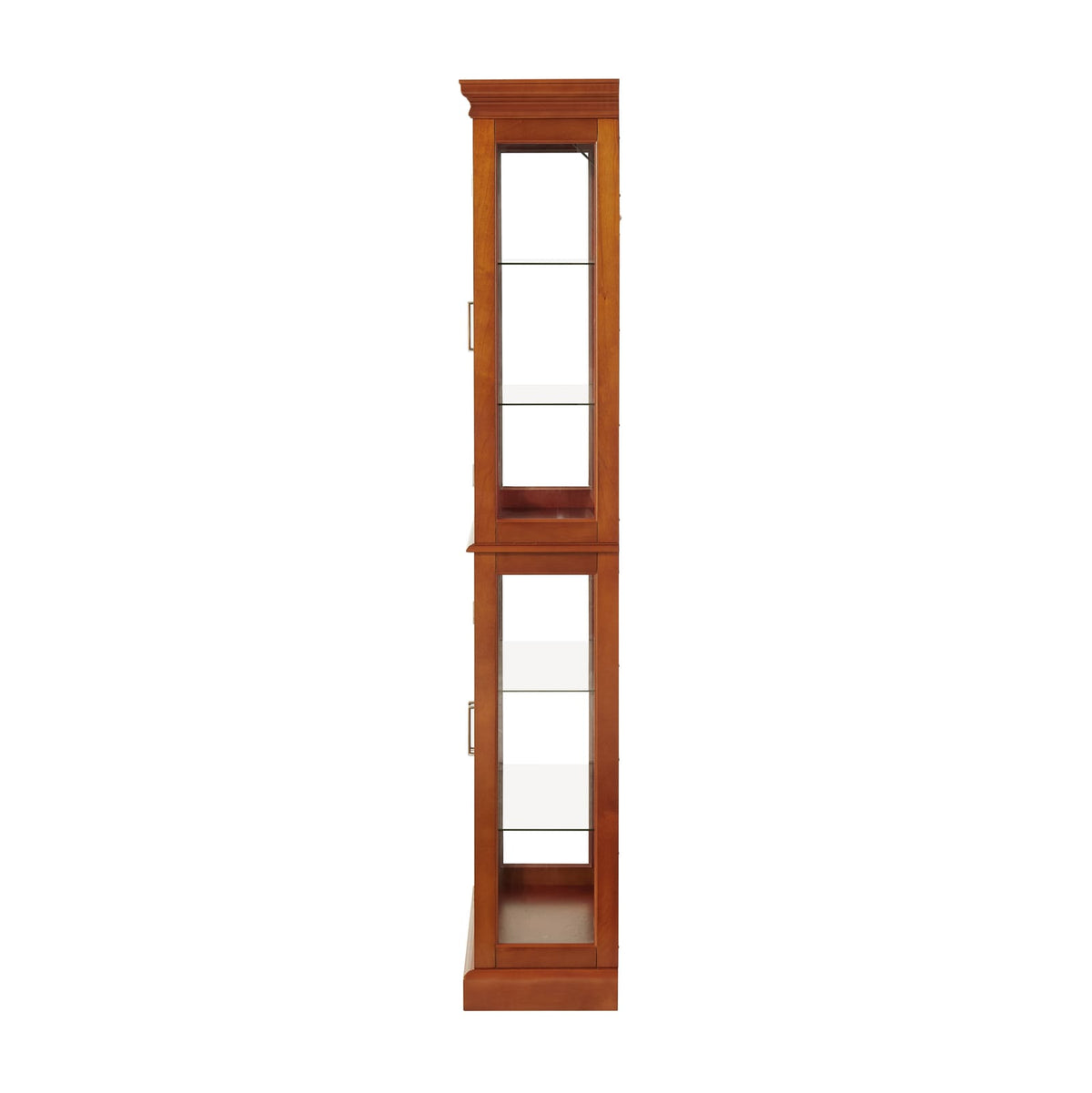 Walnut Curio Cabinet - Lighted Display Cabinet with Adjustable Shelves