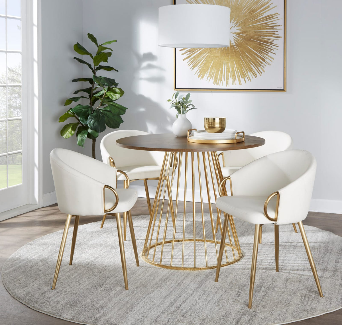 Walnut Metal Dining Table for Dining Room Seating
