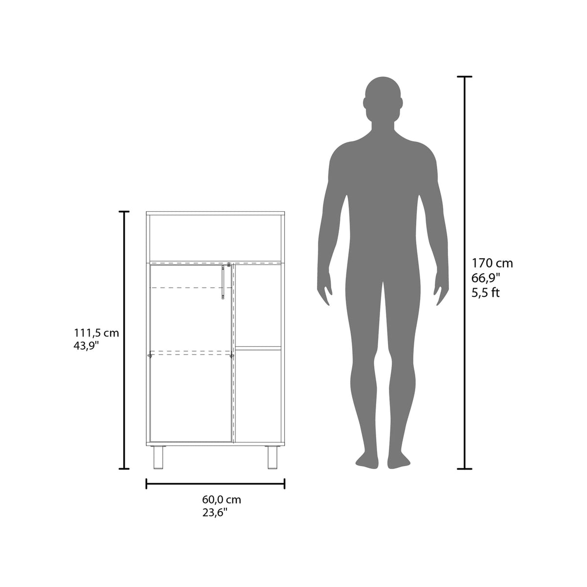 White 1 Door Storage Cabinet - 3 Shelves, Office Storage for Living Room