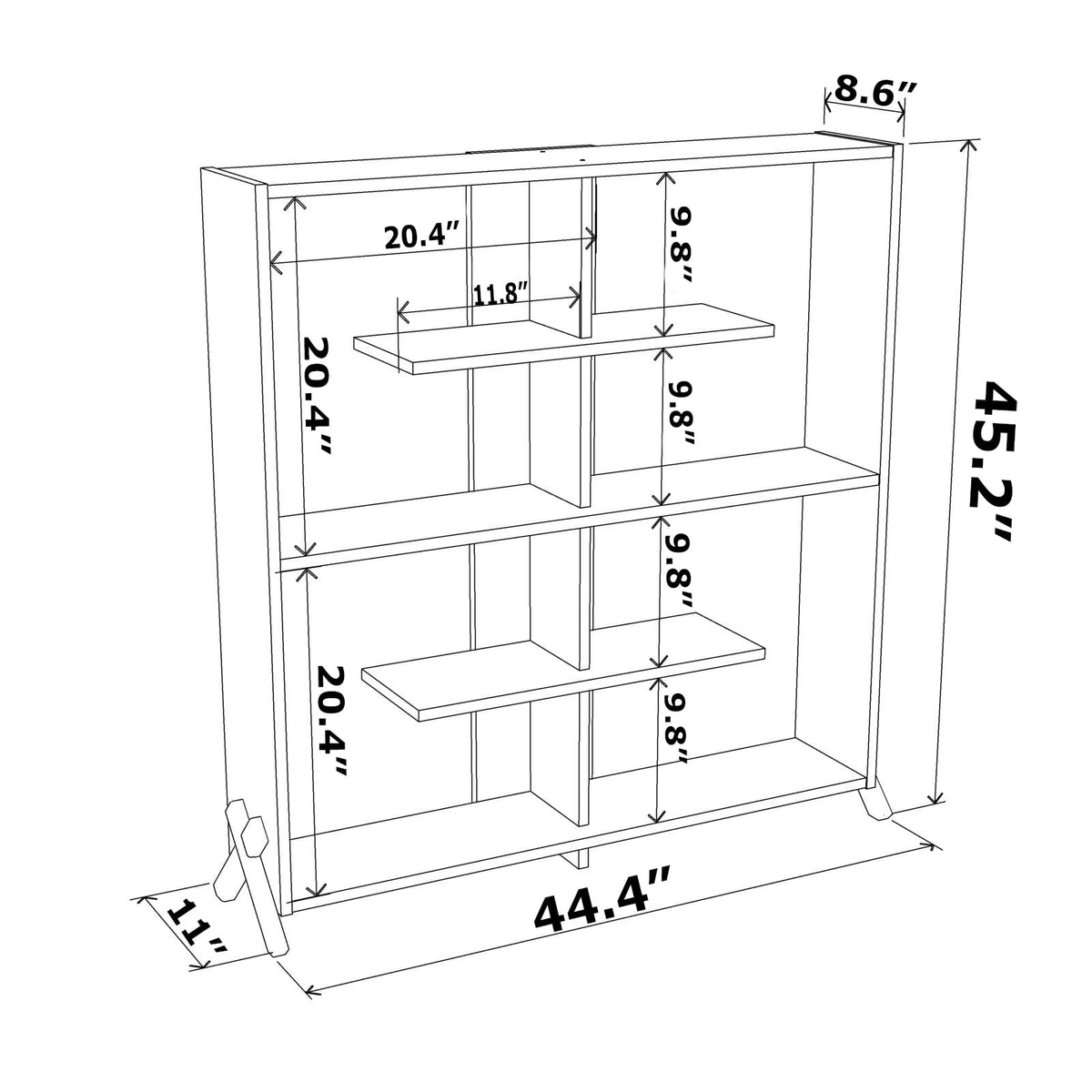 Walnut Wood Etagere - 6 Shelf Display Bookshelf for Living Room