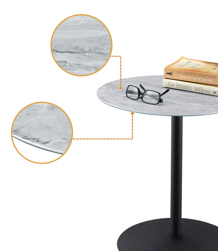 Cirillo End Table - Gray Marble Glass Top for Living Room
