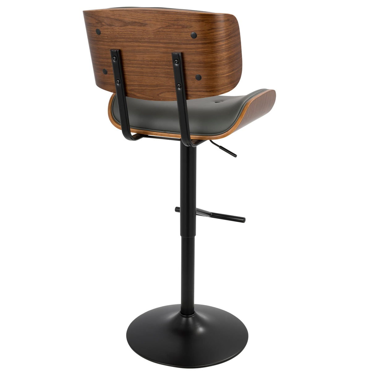 Mid-Century Modern Barstools in Grey Faux Leather for Dining Room