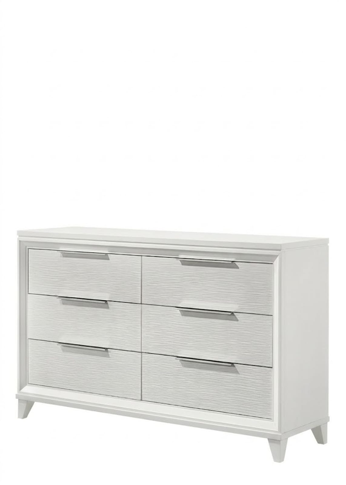 White Wood Dresser 6 Drawers - Contemporary Bedroom Storage