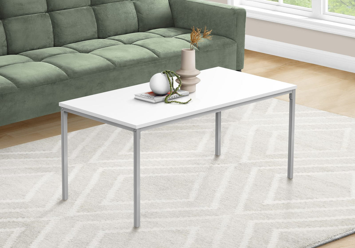 White Laminate Coffee Table - Rectangular, 40"L for Living Room