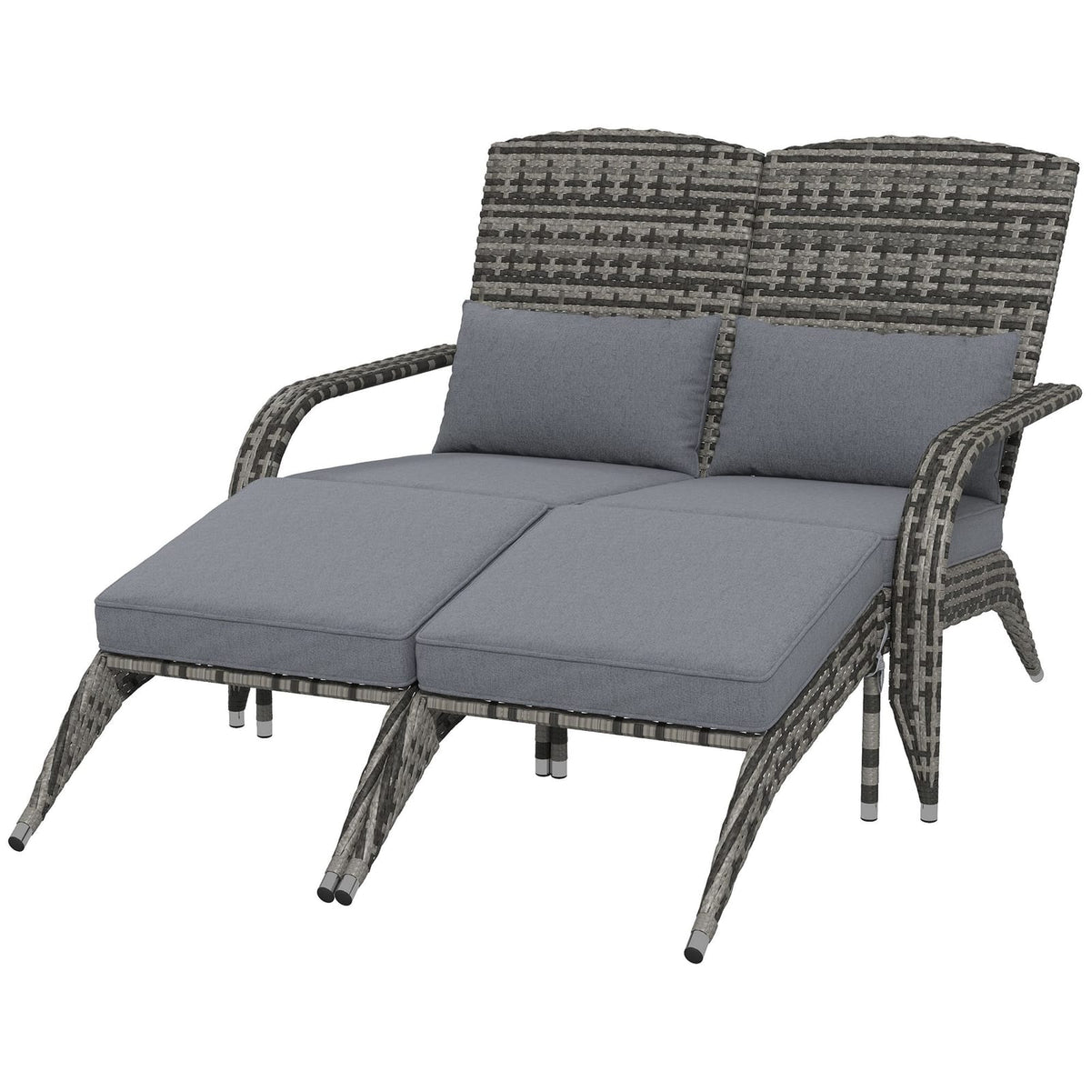 Gray Rattan Adirondack Chair for Two - Outdoor Patio Furniture