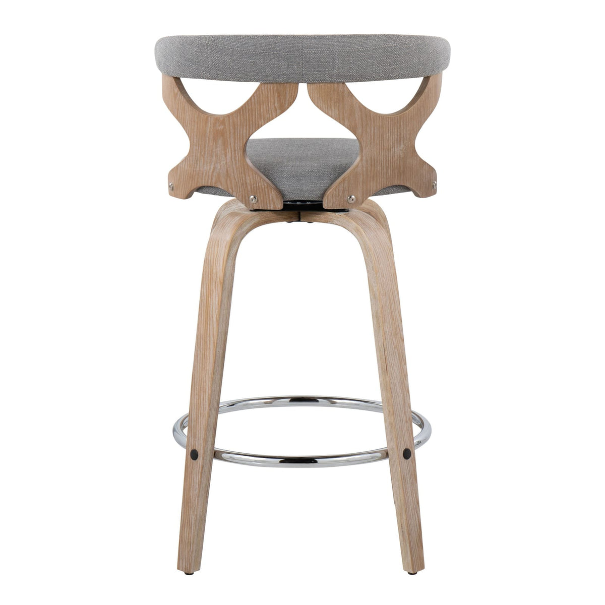 Grey Fabric Counter Stools Set of 2 with Swivel Base