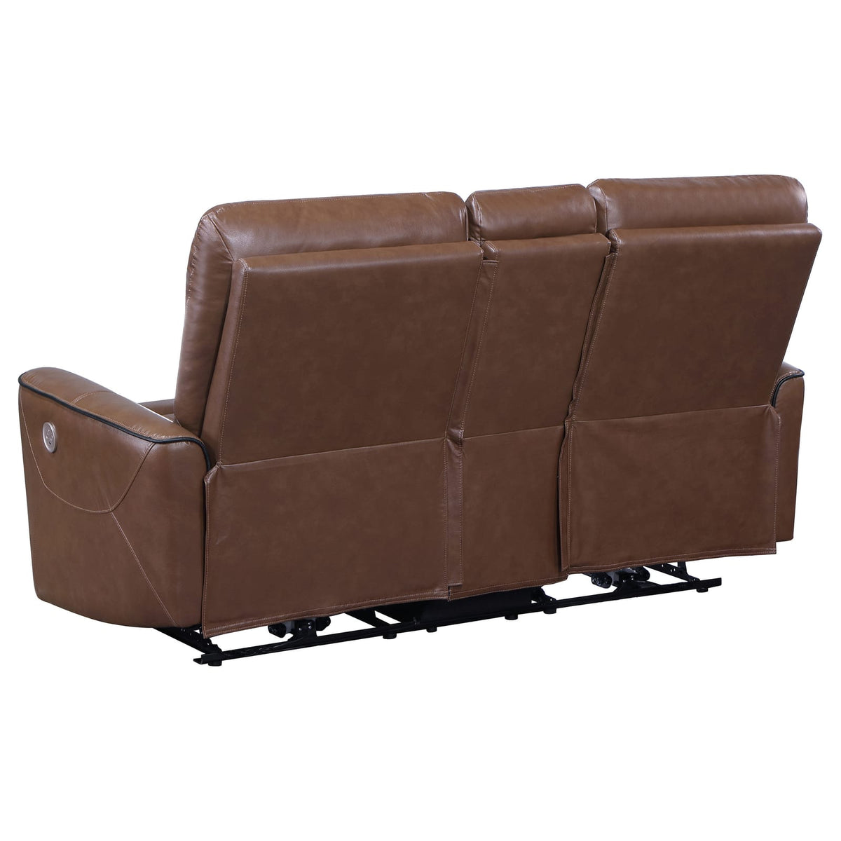 Denson Loveseat - Brown Saddle Leatherette Power Reclining