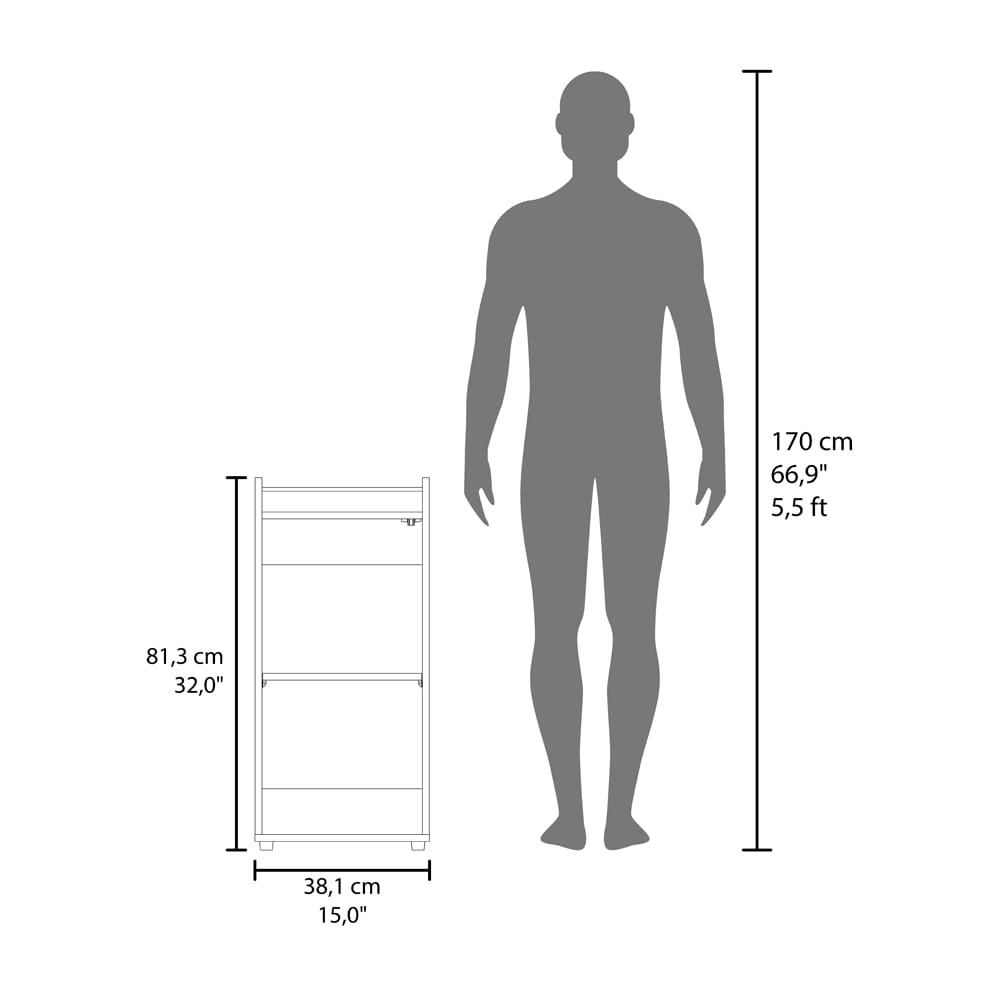 White Minibar Cabinet - 14.8 x 15 x 32 Inches