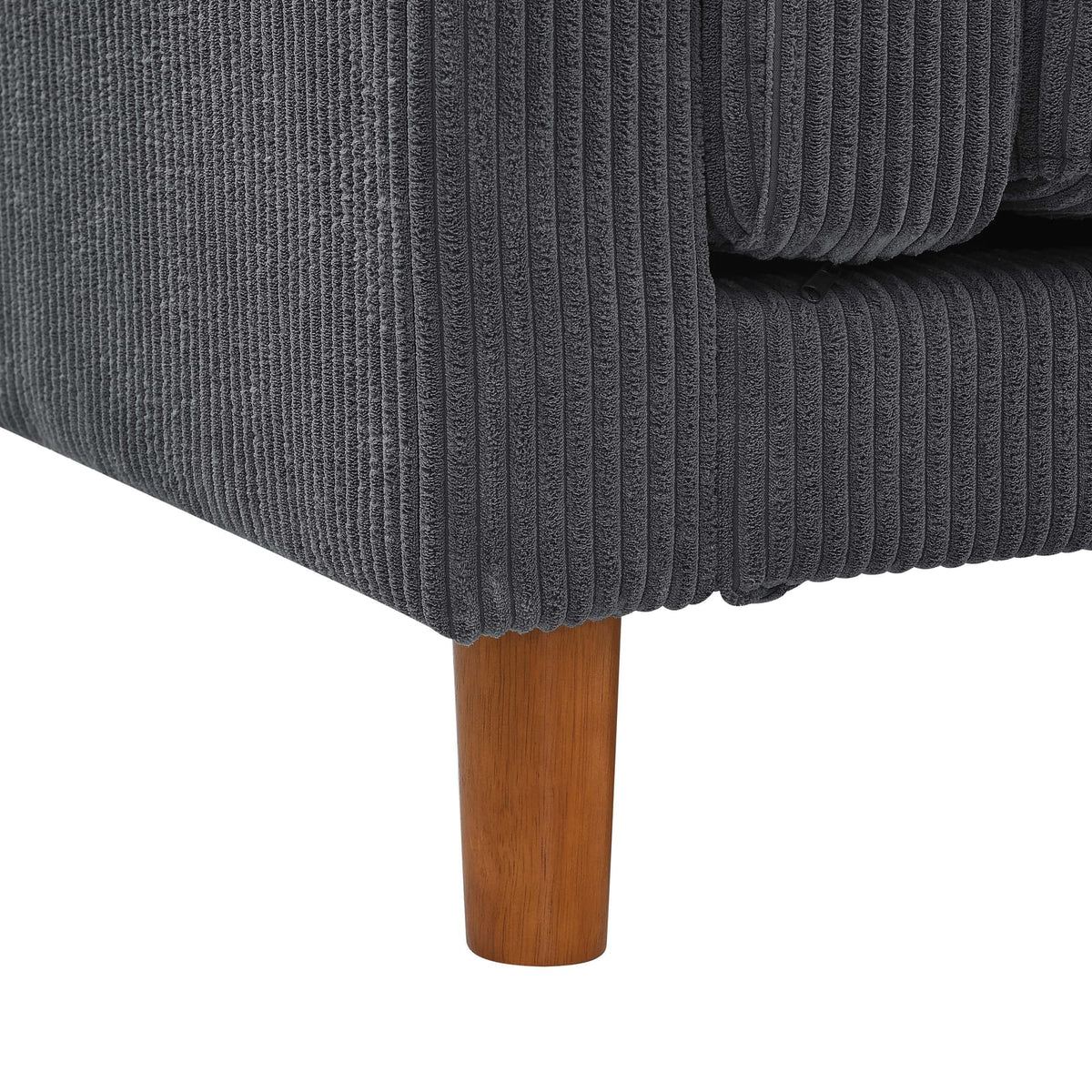 Dark Gray Corduroy 3 Seat Sofa - Modern Style for Living Room