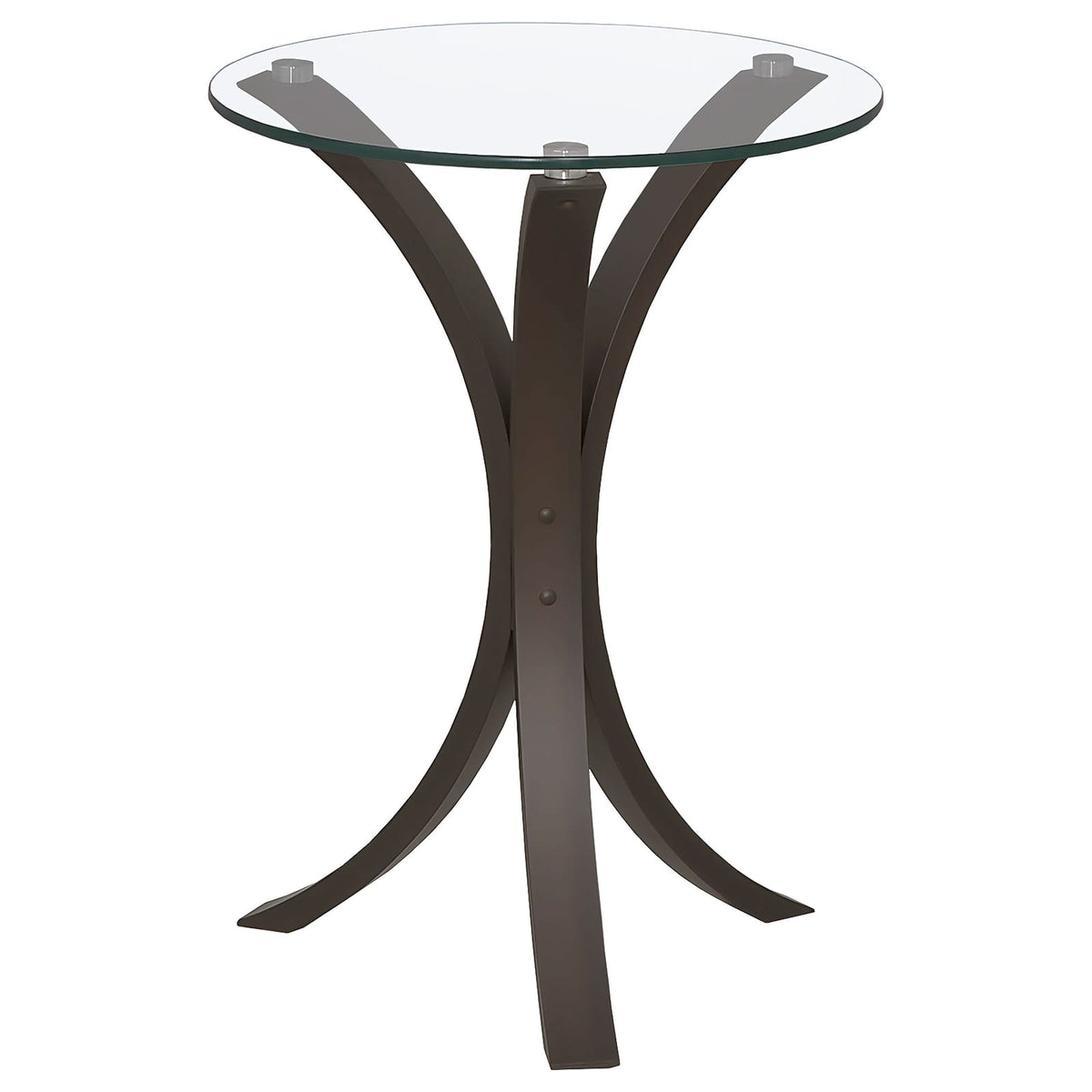 Cappuccino Round Glass Top Side Table for Living Room