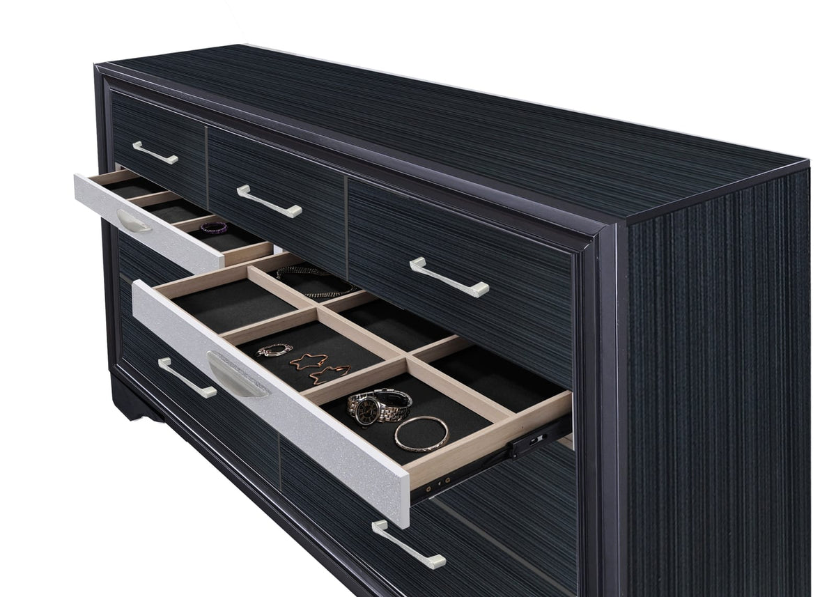 Black Synthetic Wood Dresser - 63" Wide for Bedroom
