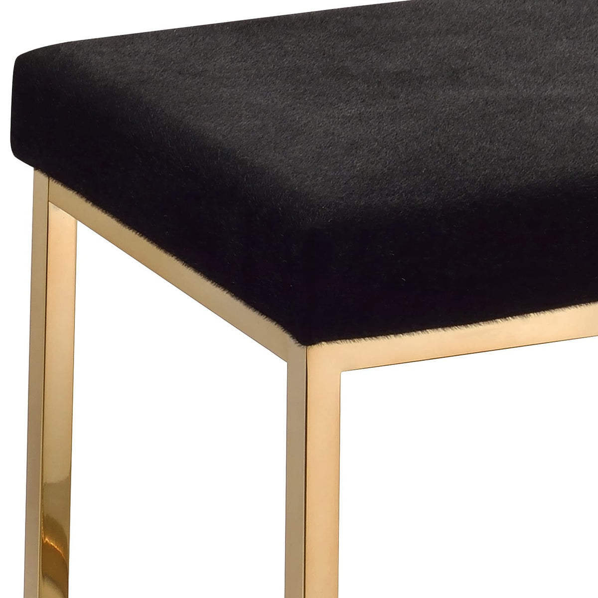 Black Faux Fur Bench - Modern Bedroom Accent