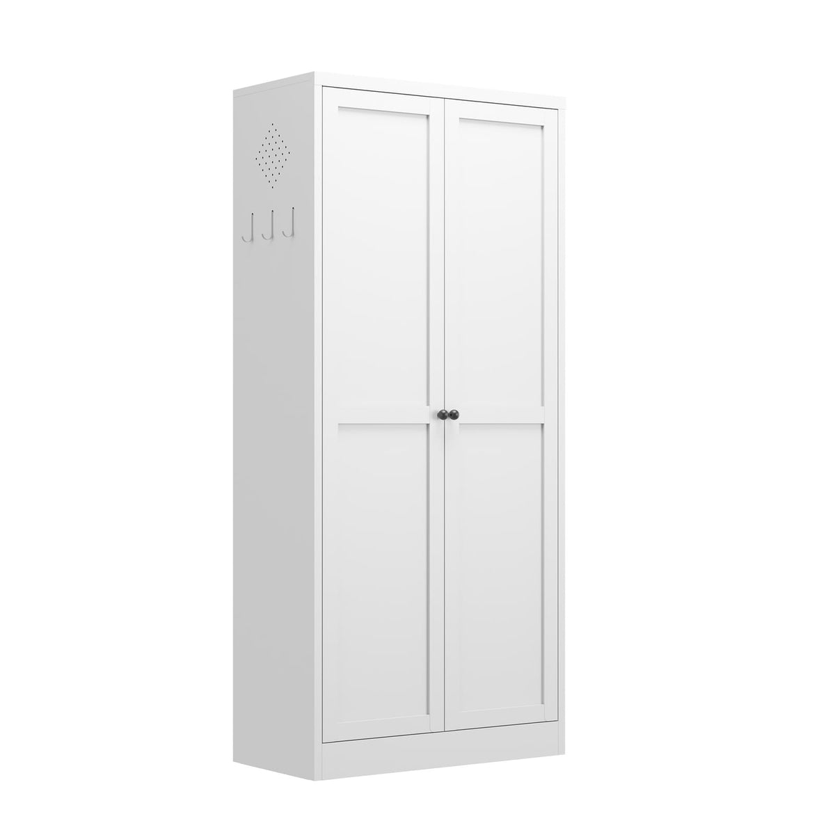 61" White Metal Kitchen Pantry Cabinet - Adjustable Storage
