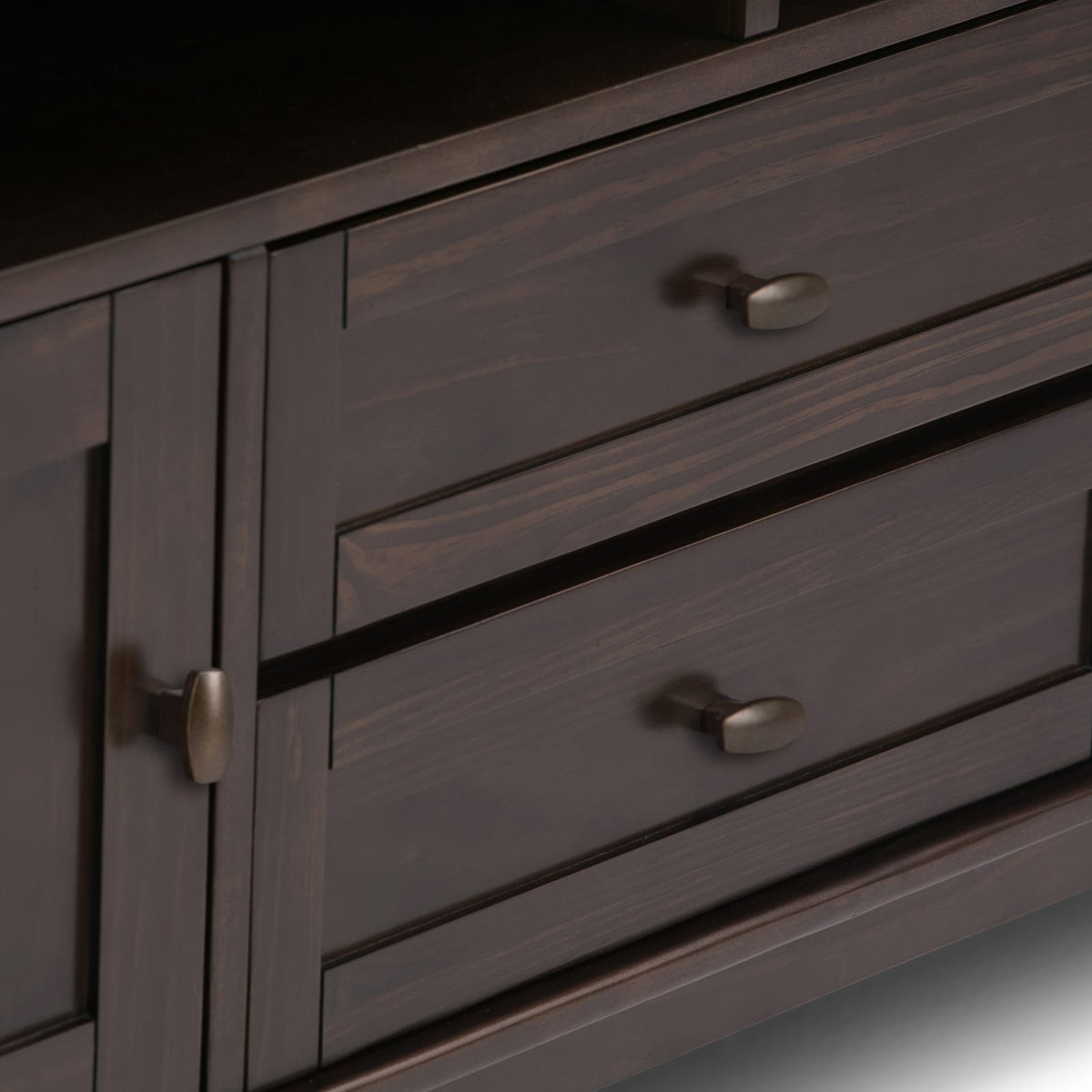 72" Dark Brown Wood TV Stand with Storage for Living Room