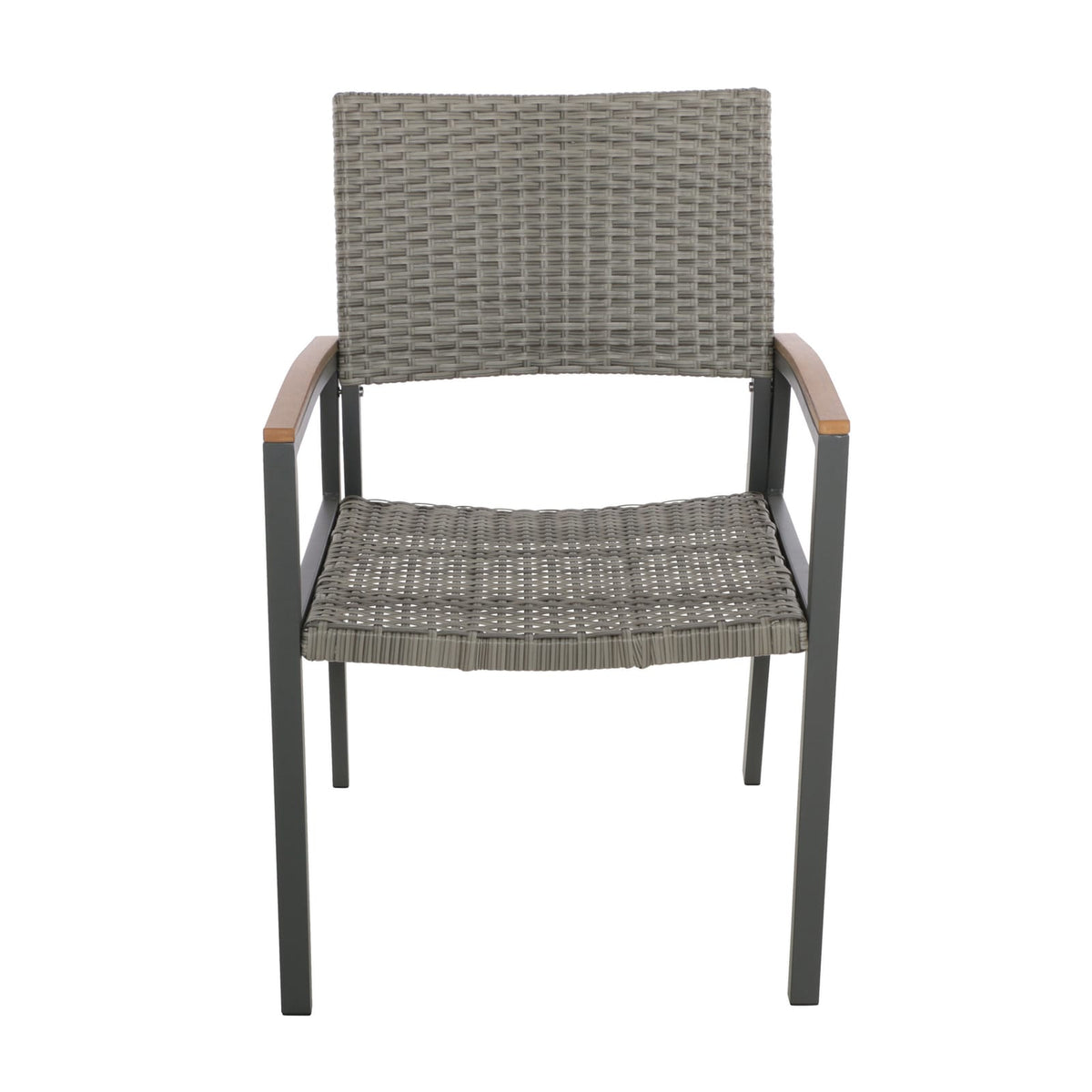 Grey Rattan Patio Dining Chair - 2 Seat Set