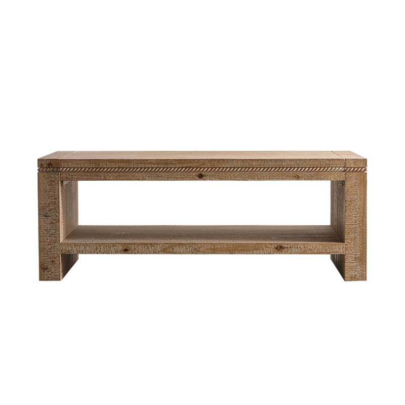 Rustic Farmhouse Wood Coffee Table with Open Storage Shelf for Living Room