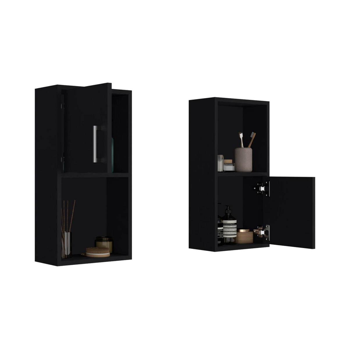 Black Freestanding Bathroom Storage Cabinet - 23.6"H