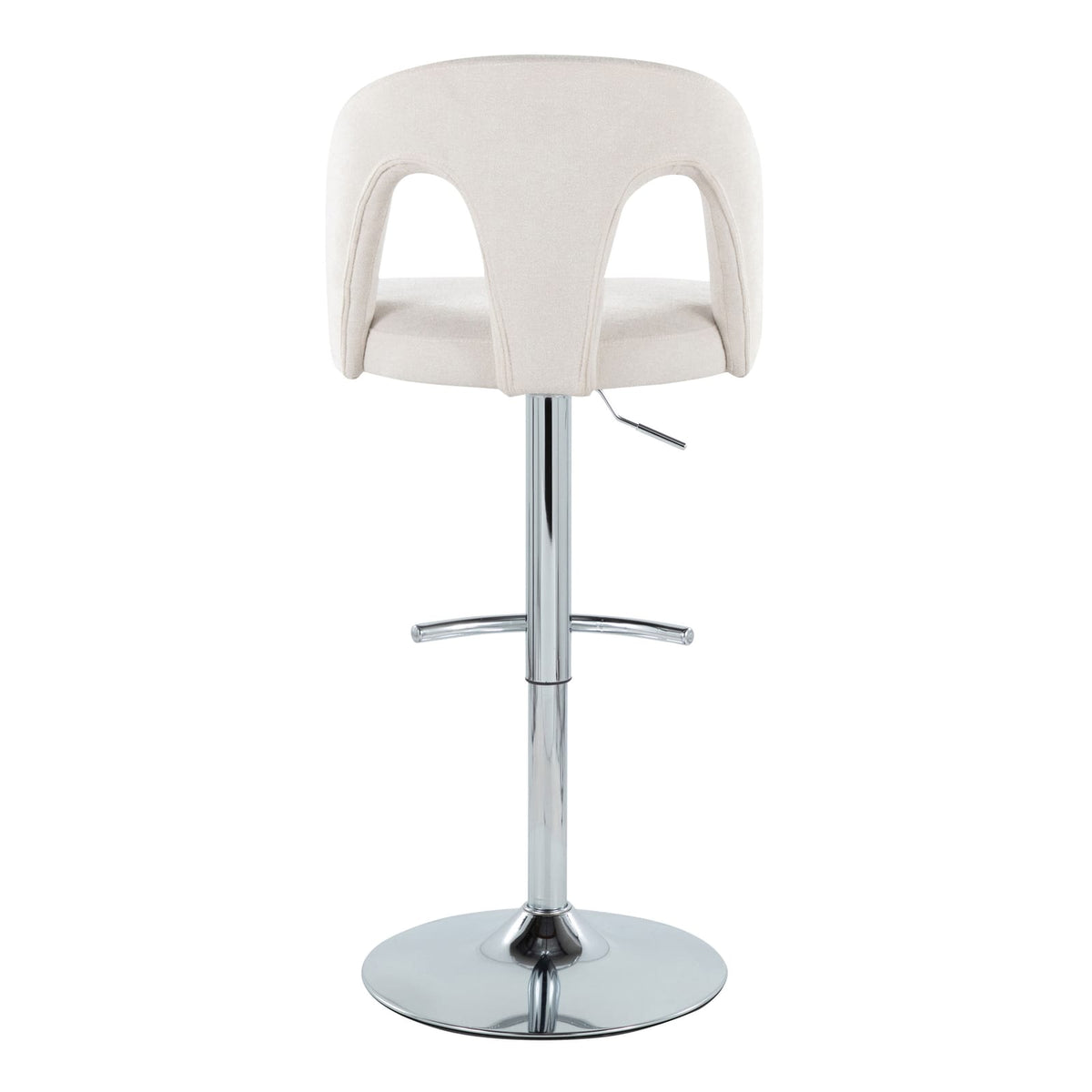 White Fabric Bar Stools Set with Chrome Base for Dining Room Seating