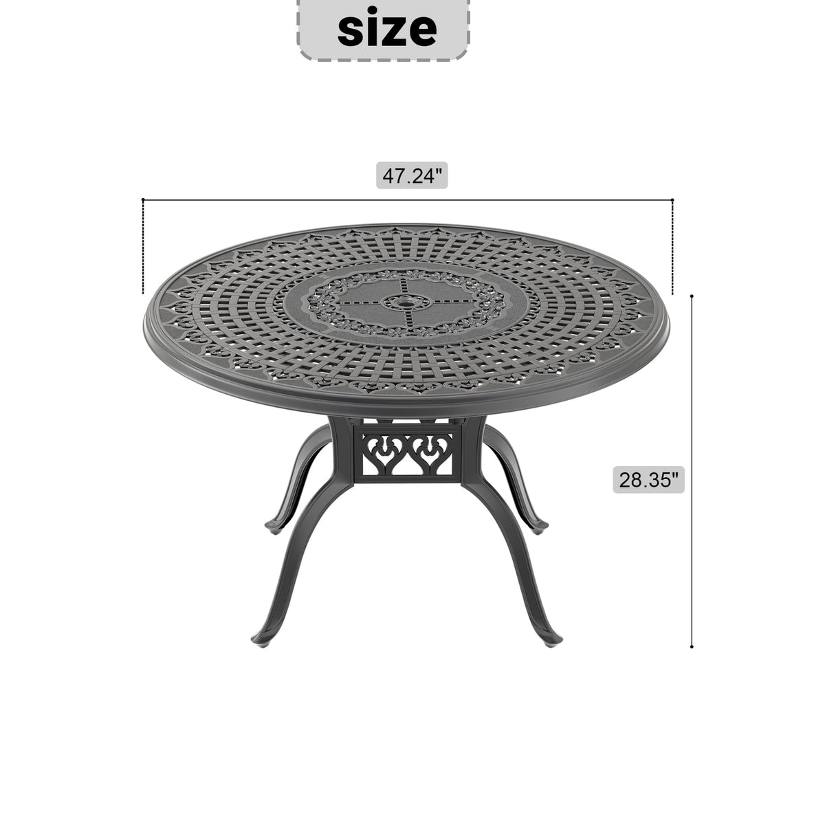 Black Aluminum Patio Dining Set for Garden and Poolside Outdoor Seating