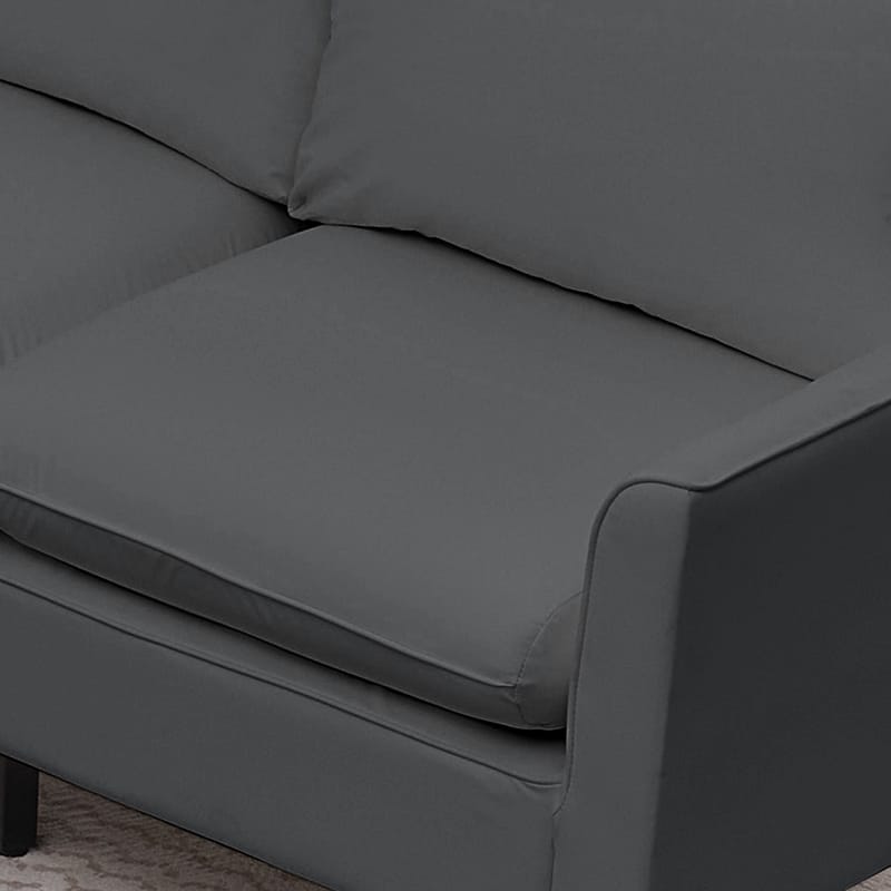 Light Gray Faux Leather Sectional Sofa - 4 Seat Bedroom