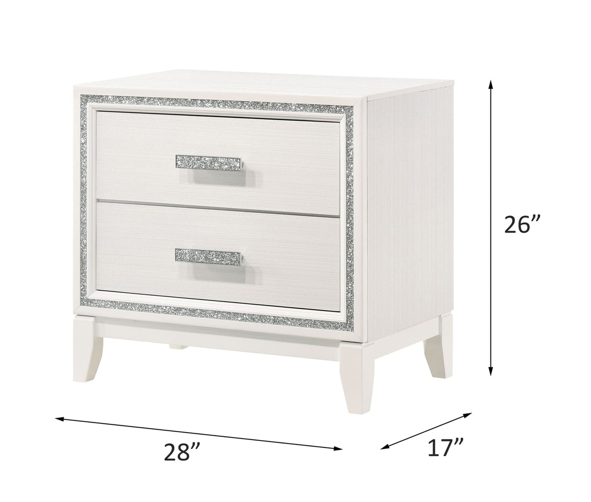 White Synthetic Wood Nightstand with Storage Drawers for Bedroom