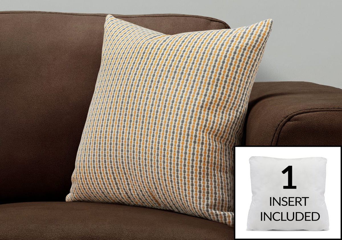 18x18 Square Decorative Throw Pillow - Gold & Grey
